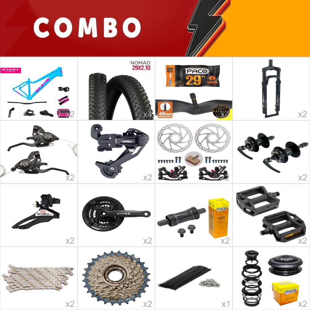                           combo 2x gta start aro 29 tam 15.5 fem azul/rosa <b>24v</b> sunrun - sem aros, cabos e conduites - confira os itens