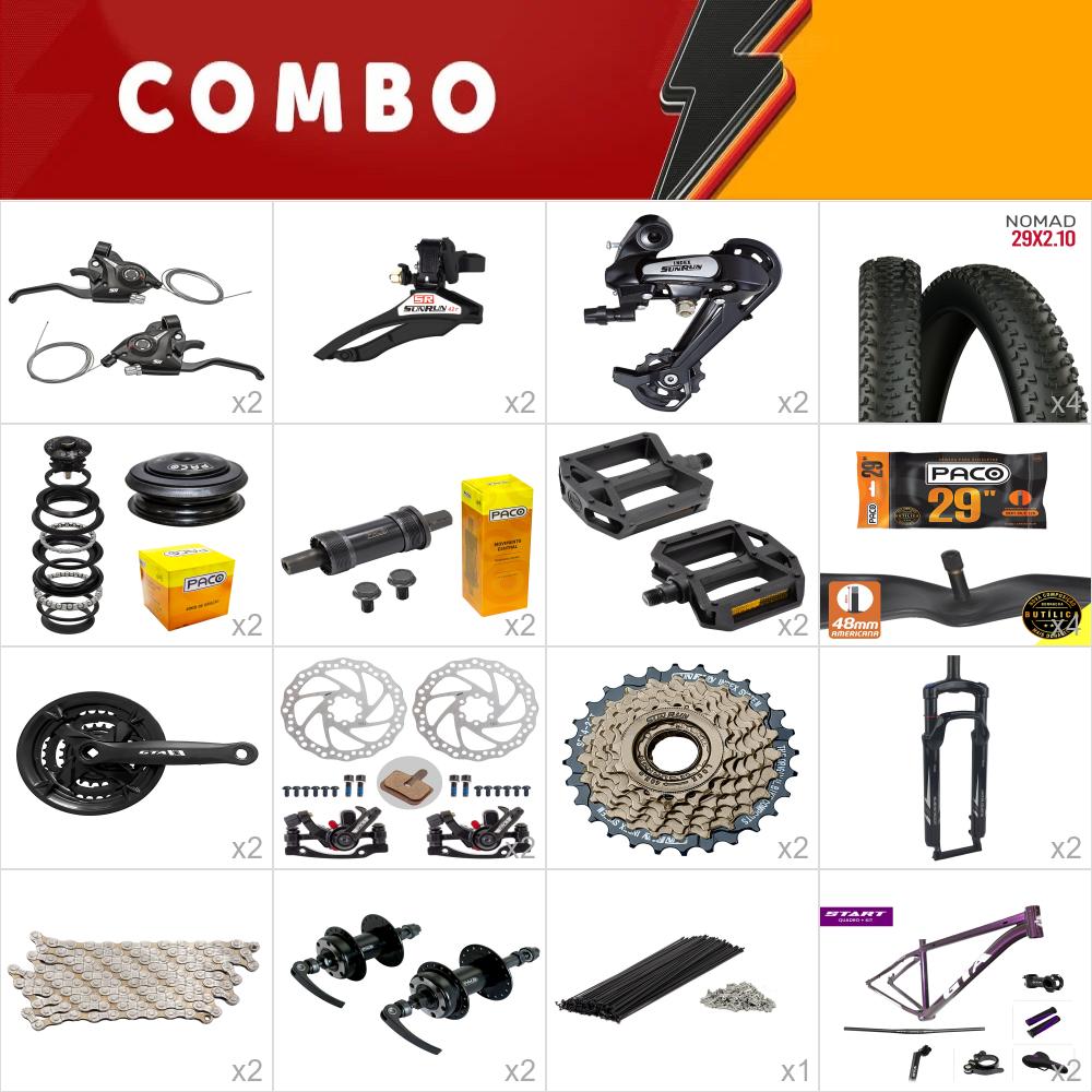                           combo 2x gta start aro 29 tam 19 roxo <b>21v</b> sun run - sem aros, cabos e conduites - confira os itens