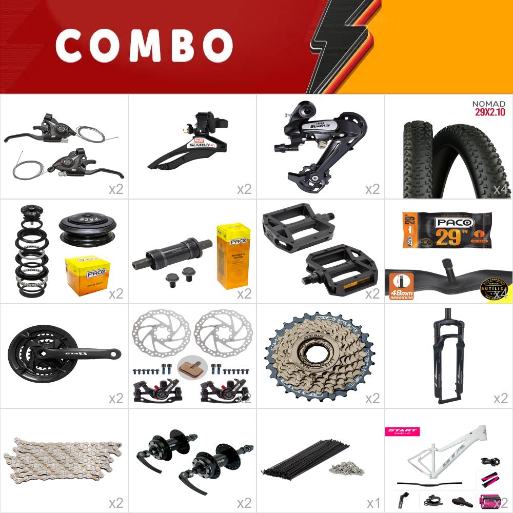                           combo 2x gta start aro 29 tam 15.5 fem branco/cinza/rosa <b>21v</b> sun run - sem aros, cabos e conduites - confira os itens