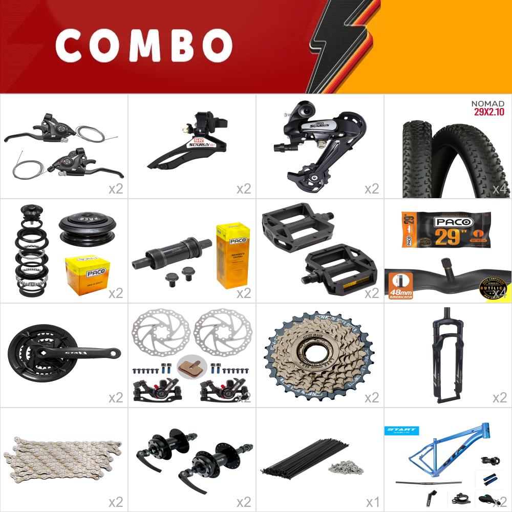                     combo 2x gta start aro 29 tam 17 azul/preto <b>21v</b> sun run - sem aros, cabos e conduites - confira os itens