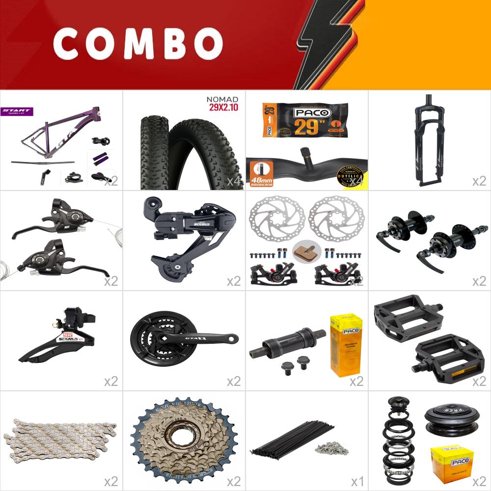                           combo 2x gta start aro 29 tam 17 roxo <b>24v</b> sunrun - sem aros, cabos e conduites - confira os itens