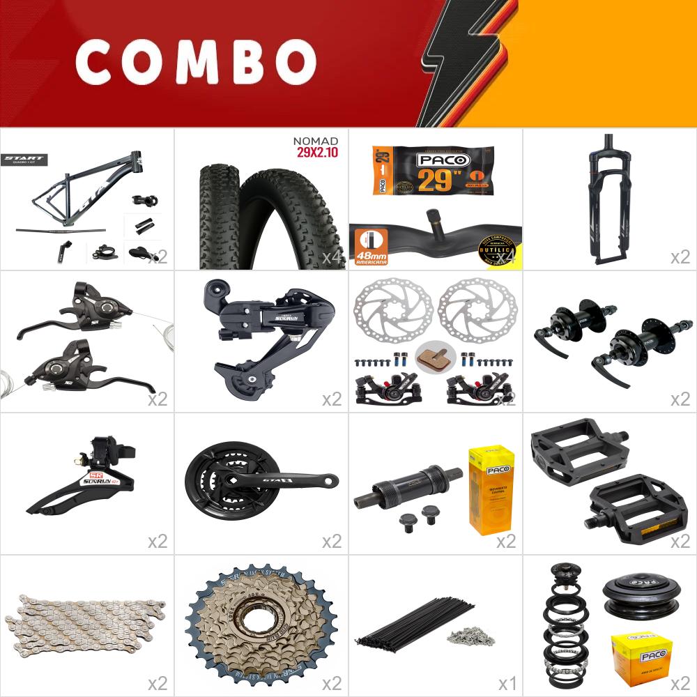                           combo 2x gta start aro 29 tam 19 grafite <b>24v</b> sunrun - sem aros, cabos e conduites - confira os itens