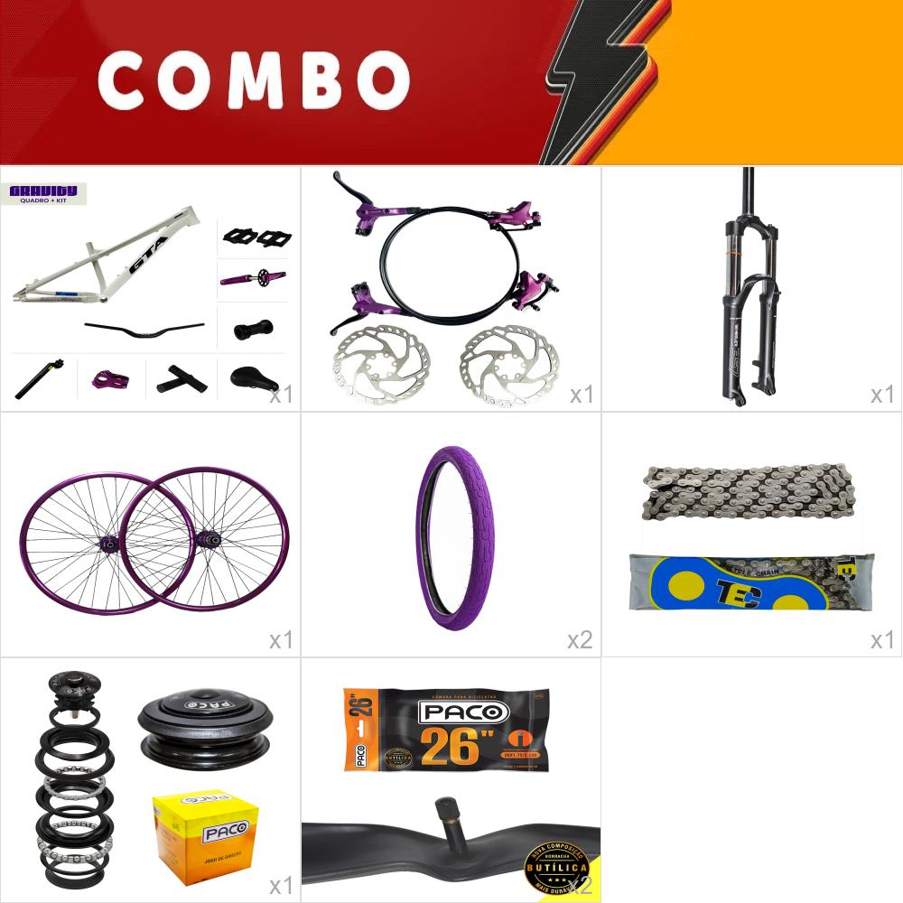          combo 1 bike gravity branco com freio hidraulico - confira os itens